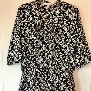 Paper denim and cloth black butterfly romper.